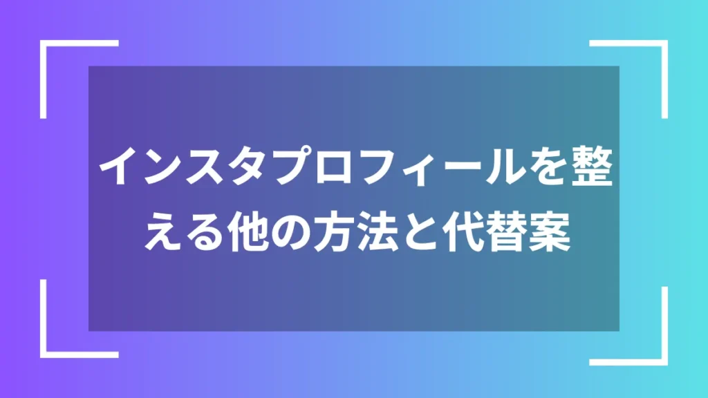 インスタプロフィールを整える他の方法と代替案