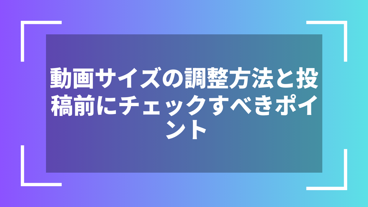 動画サイズの調整方法と投稿前にチェックすべきポイント