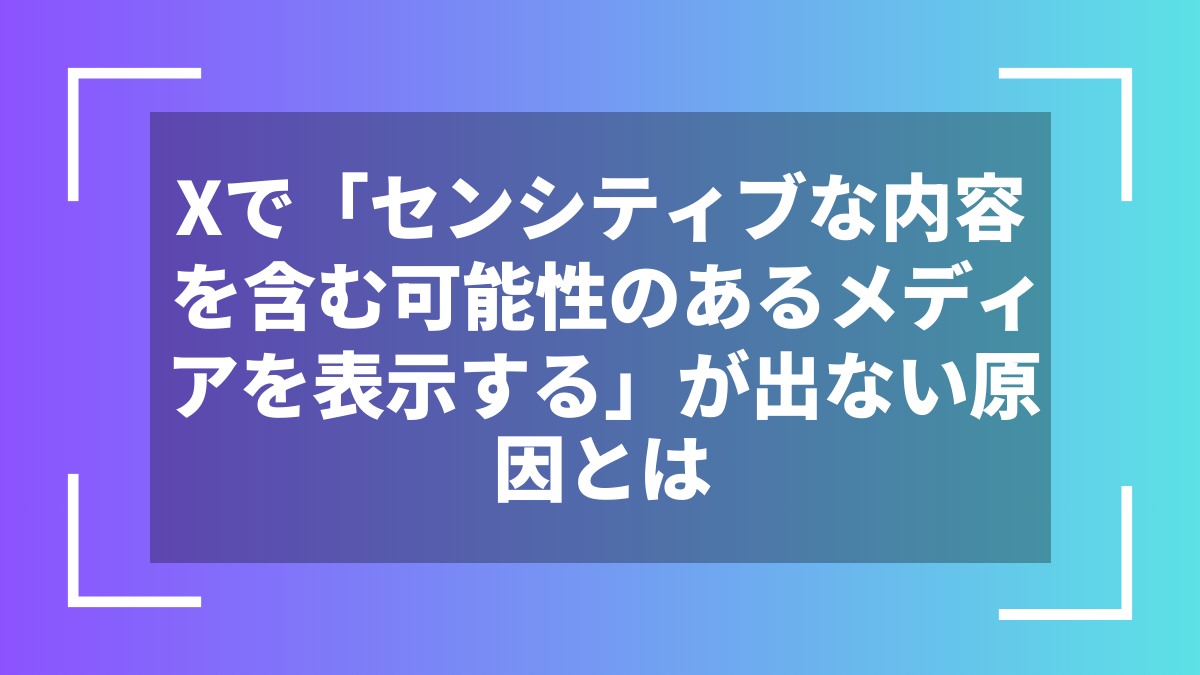 Xで「センシティブな内容を含む可能性のあるメディアを表示する」が出ない原因とは