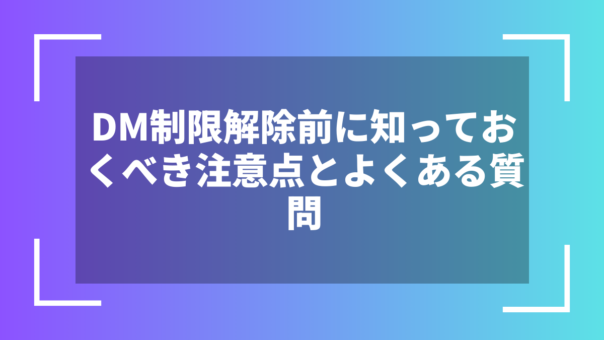 DM制限解除前に知っておくべき注意点とよくある質問